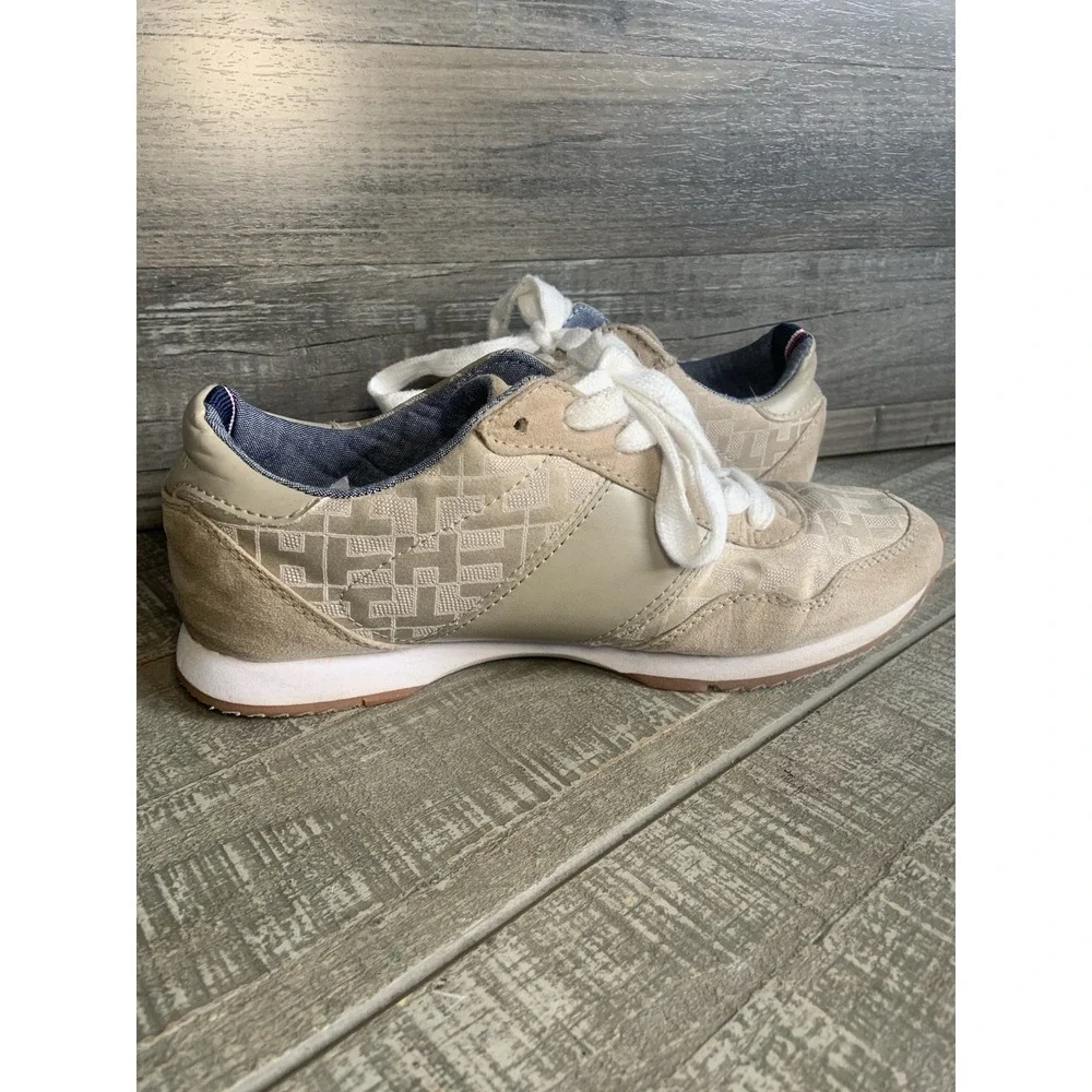 Tommy Hilfiger Women's Sneakers Shoes Size 7.5 Tan Wonderful Condition - Picture 6 of 8